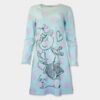 In comfy pjs - Дамска зимна нощница с дълъг ръкав в млечнозелен цвят памук и микромодал с красива апликация