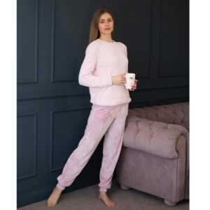 Дамски Зимен Домашен Комплект с дълъг ръкав Pink от Афект